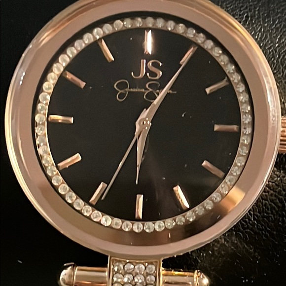 Jessica Simpson Black and Gold Crystal Embellished Watch - Picture 1 of 6